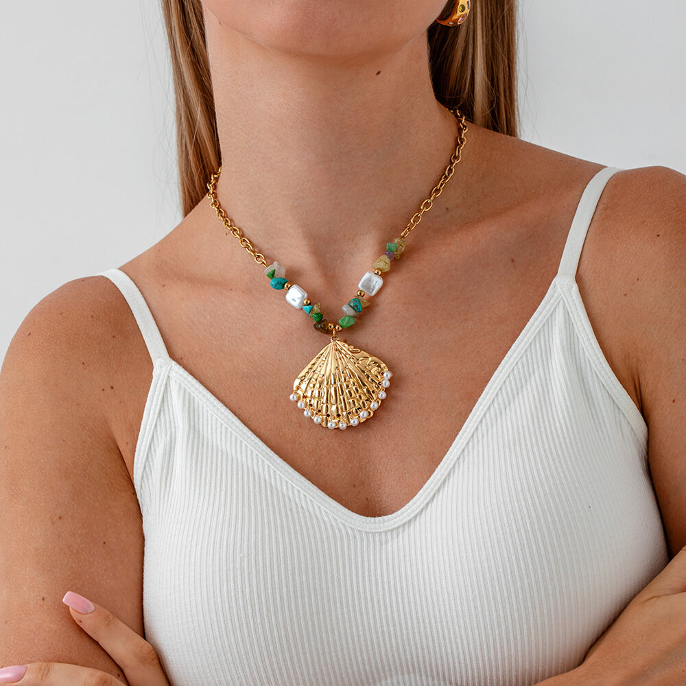 1 pezzo di collana con ciondolo da donna color oro impermeabile in acciaio inossidabile a forma di tartaruga per le vacanze