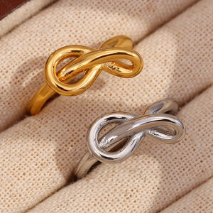 Simple Bow Knot Stainless Steel Waterproof Gold Color Women's Minimalist Rings h5 Picture3
