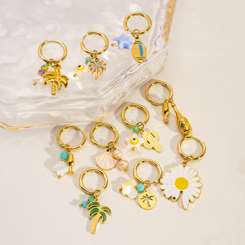 1 Piece Romantic Series Natural Flower Stainless Steel Waterproof Women's Drop Earrings