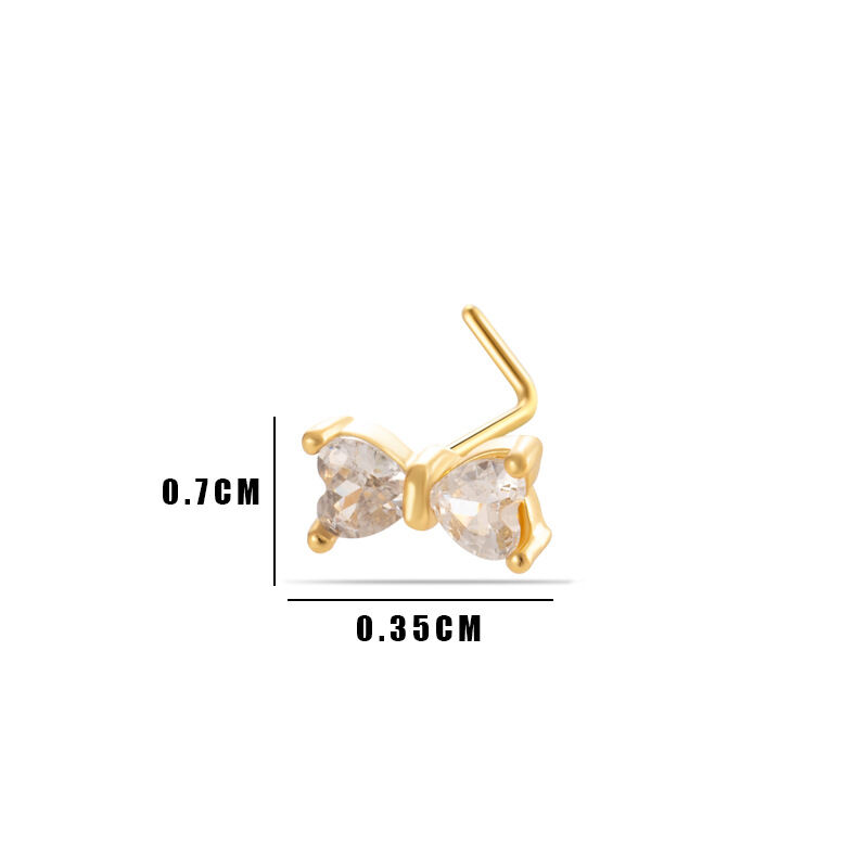 1 Stück Herz Kupfer Gold Farbe Zirkon Nasenstecker Bild2