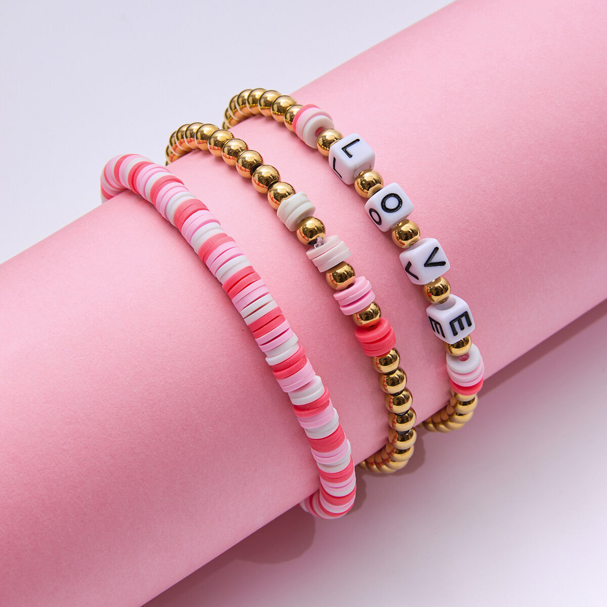 1 Piece Sweet Beads Polymer Clay Stainless Steel Waterproof Women's Beaded Bracelets h5 Picture7