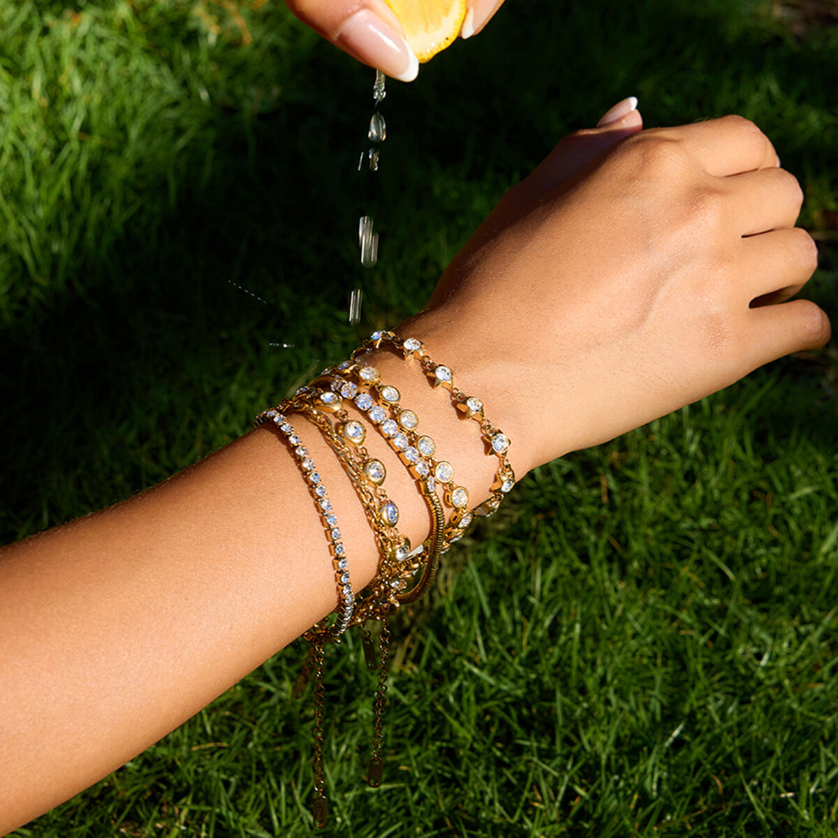 1 Piece Luxurious Star Stainless Steel Waterproof Gold Color Women's Chain Bracelets 2