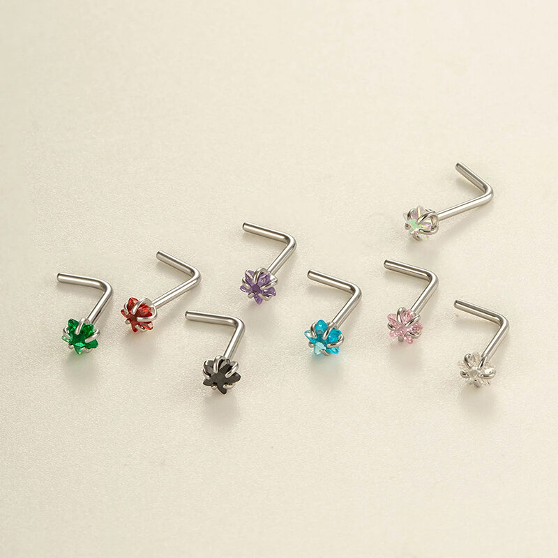 1 Piece Stainless Steel Waterproof Zircon Nose Stud