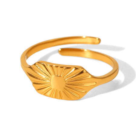 1 Piece Simple Series Daily Sun Stainless Steel Waterproof  Statement Rings