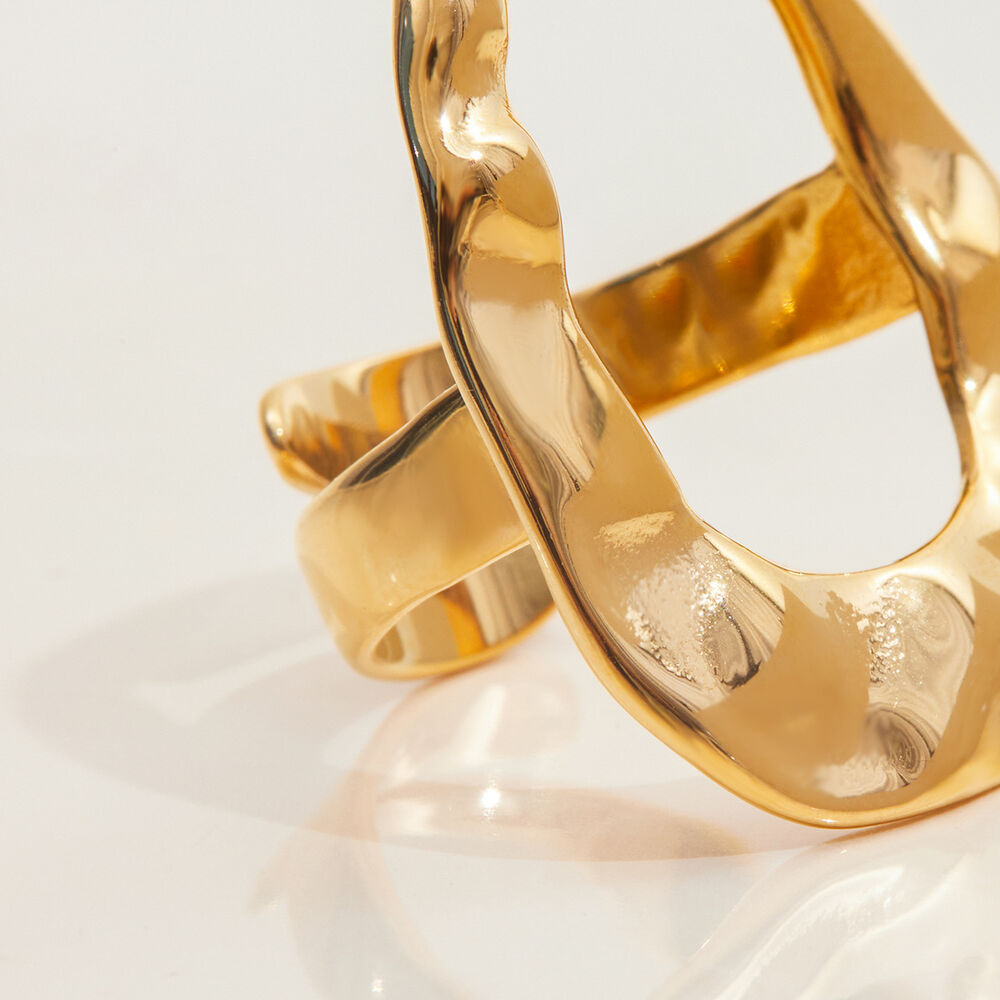 1 Piece Irregular Oval Stainless Steel Waterproof Gold Color Statement Rings h5Picture8