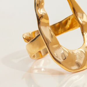 1 Piece Irregular Oval Stainless Steel Waterproof Gold Color Statement Rings h5 Picture8