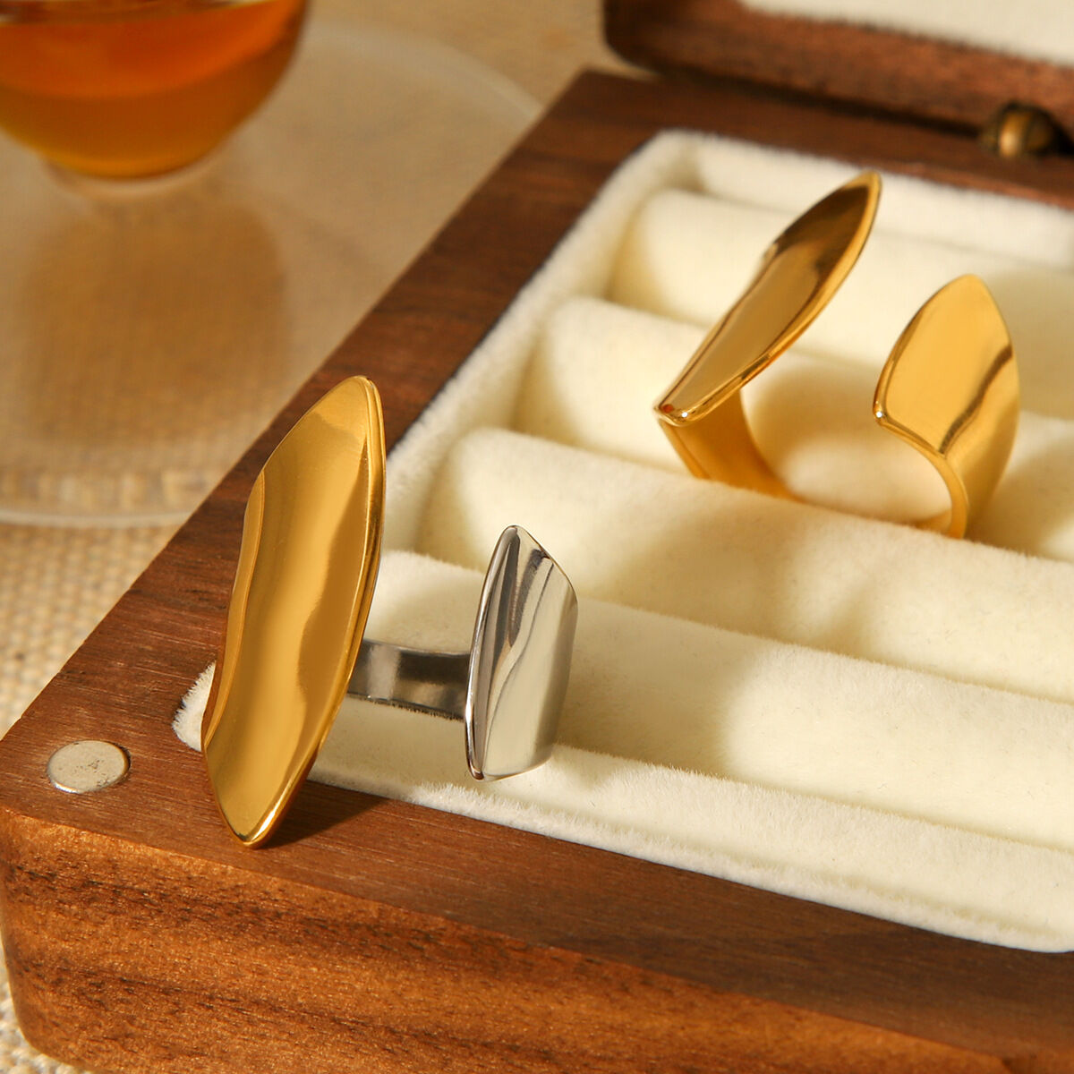 Simple Series Daily Shell Stainless Steel Waterproof  Gold Color  Statement Rings Picture8