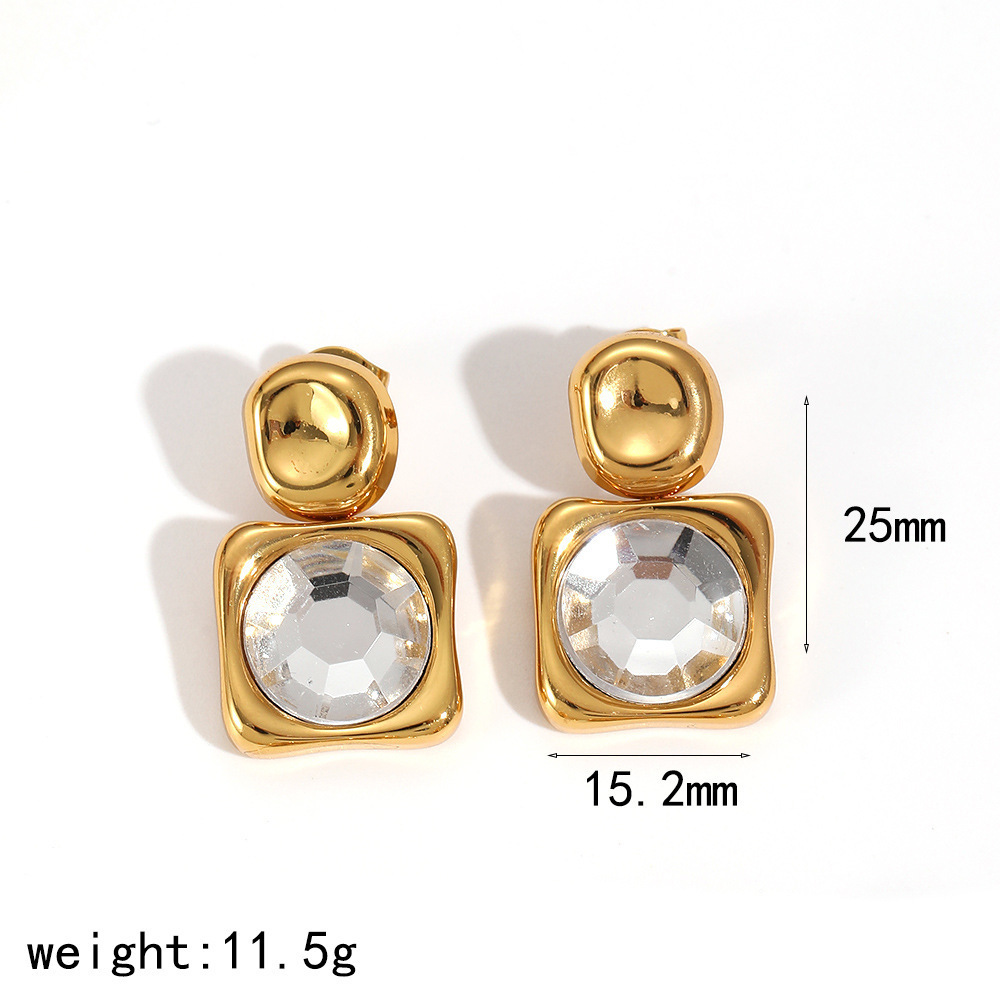 1 Paio Di Orecchini Pendenti Da Donna In Acciaio Inossidabile, Geometrici, Impermeabili, Color Oro, Serie Semplice h5Immagine2