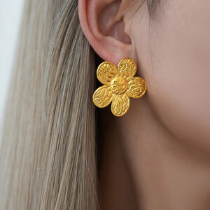 1 Pair Simple Daily Flower Stainless Steel Waterproof Gold Color Women's Stud Earrings h5 Picture5