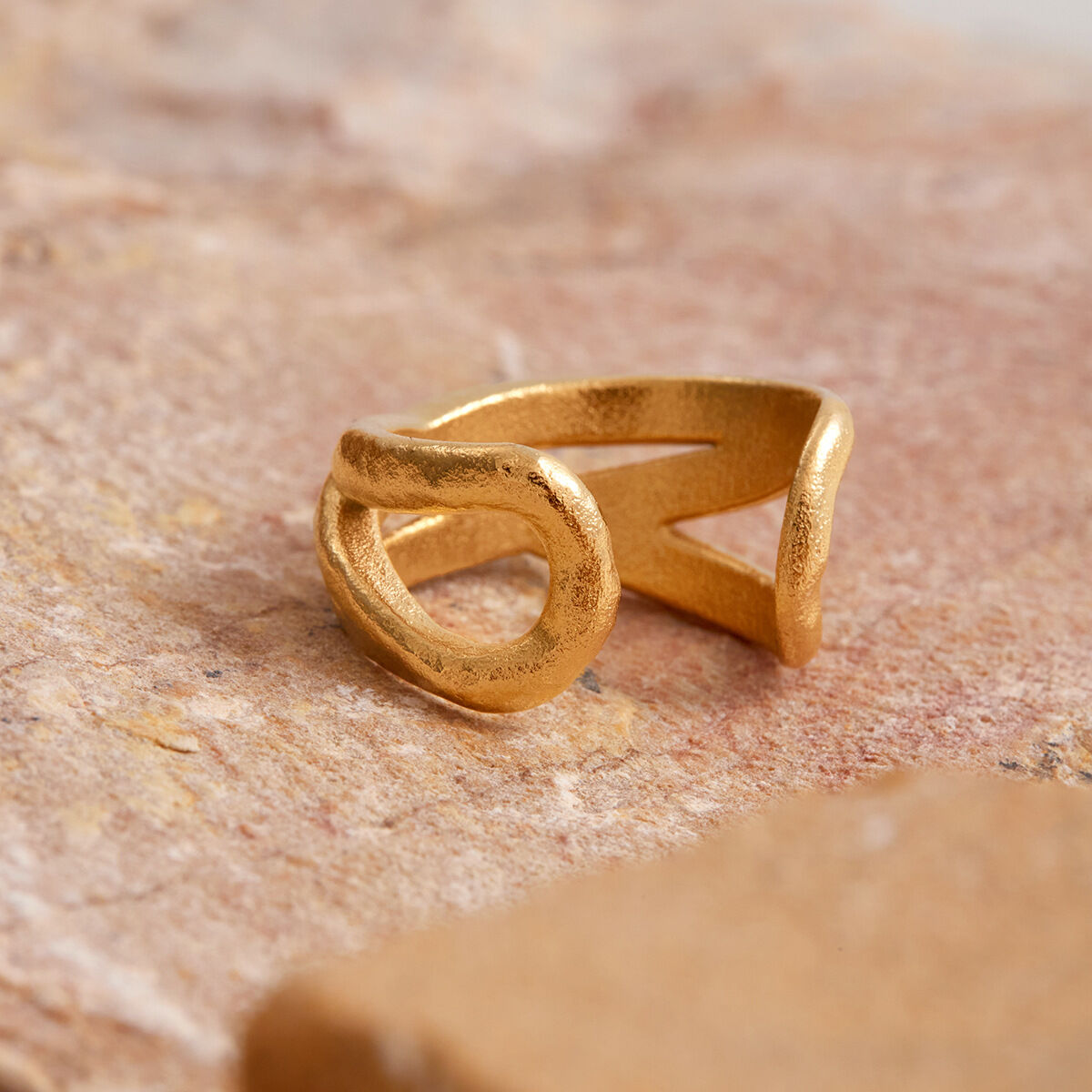 1 Stück Modern Twist Edelstahl Wasserdicht Goldfarben Minimalistischer Ring h5 Bild8