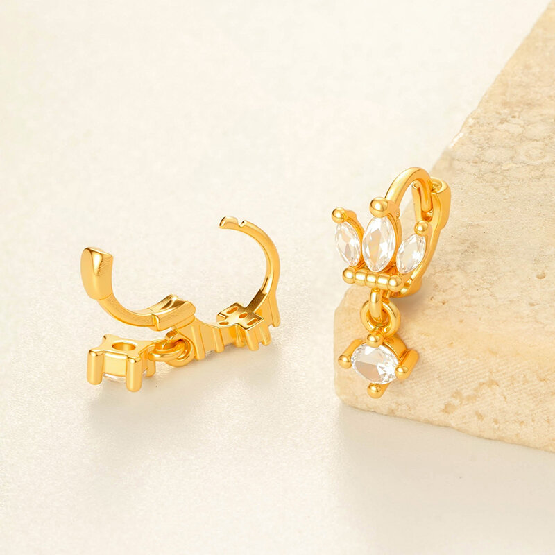 1 stuk vlinder koper goudkleurige zirkoon piercing oorbel 2