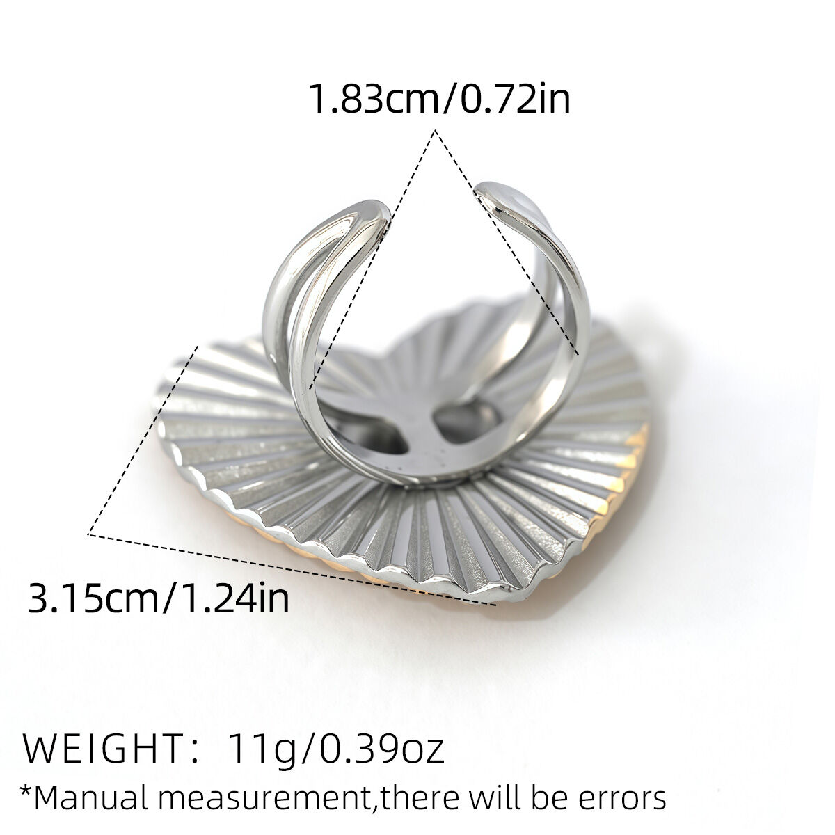 1 Piece Romantic  Simple Heart Stainless Steel Waterproof  Statement Rings Picture2
