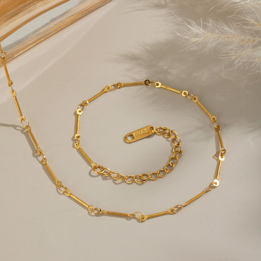 Chain Stainless Steel Waterproof Gold Color Necklace Set h5Picture4