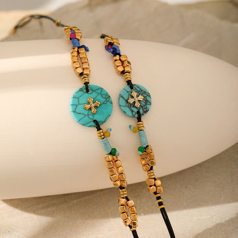 Conjunto de collares de piedras naturales de la serie étnica Imagen4