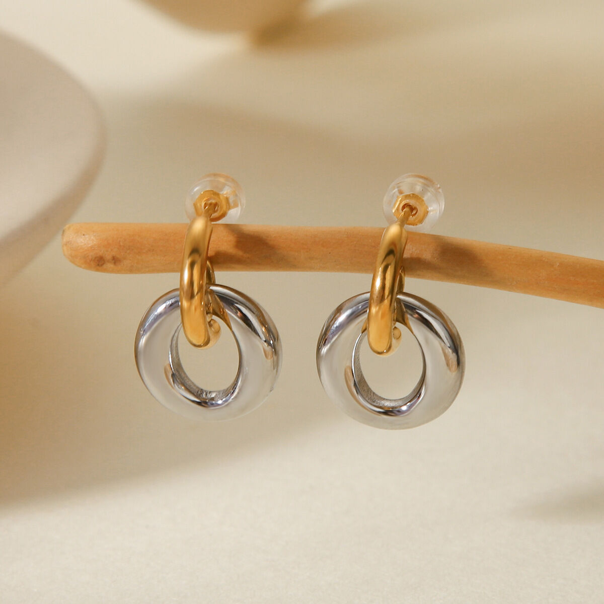 1 Pair Simple Series Daily Geometric Stainless Steel Waterproof Women's Drop Earrings 2