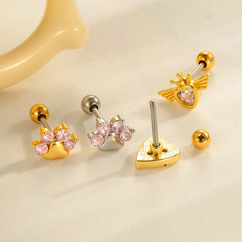 1 Adet Parıldayan Pençe Bakır Altın Rengi Zirkonyum Kadın Piercing Küpe h5 Resim3
