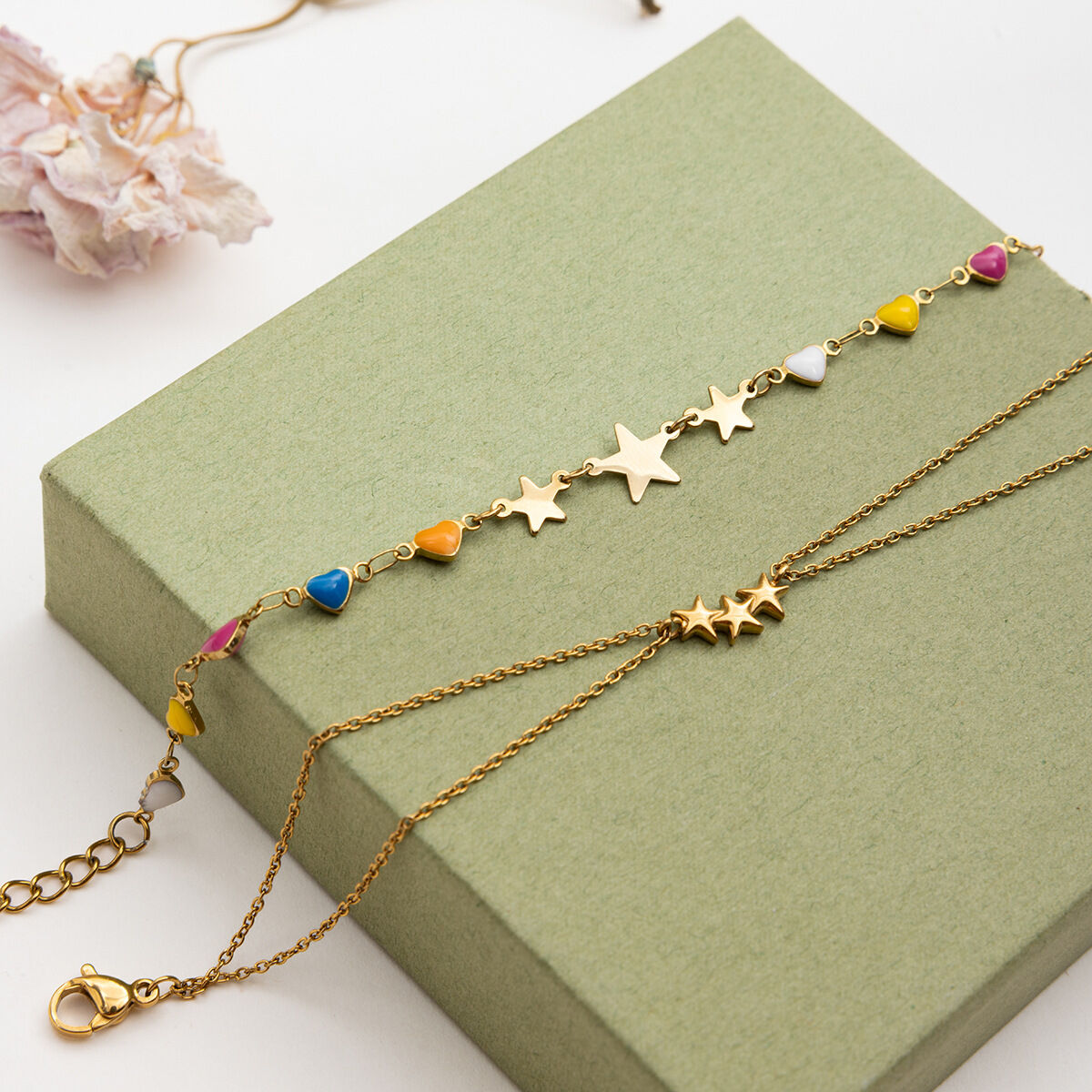1 Piece Shinning Star Stainless Steel Waterproof Gold Color Women's Chain Bracelets h5 Picture7