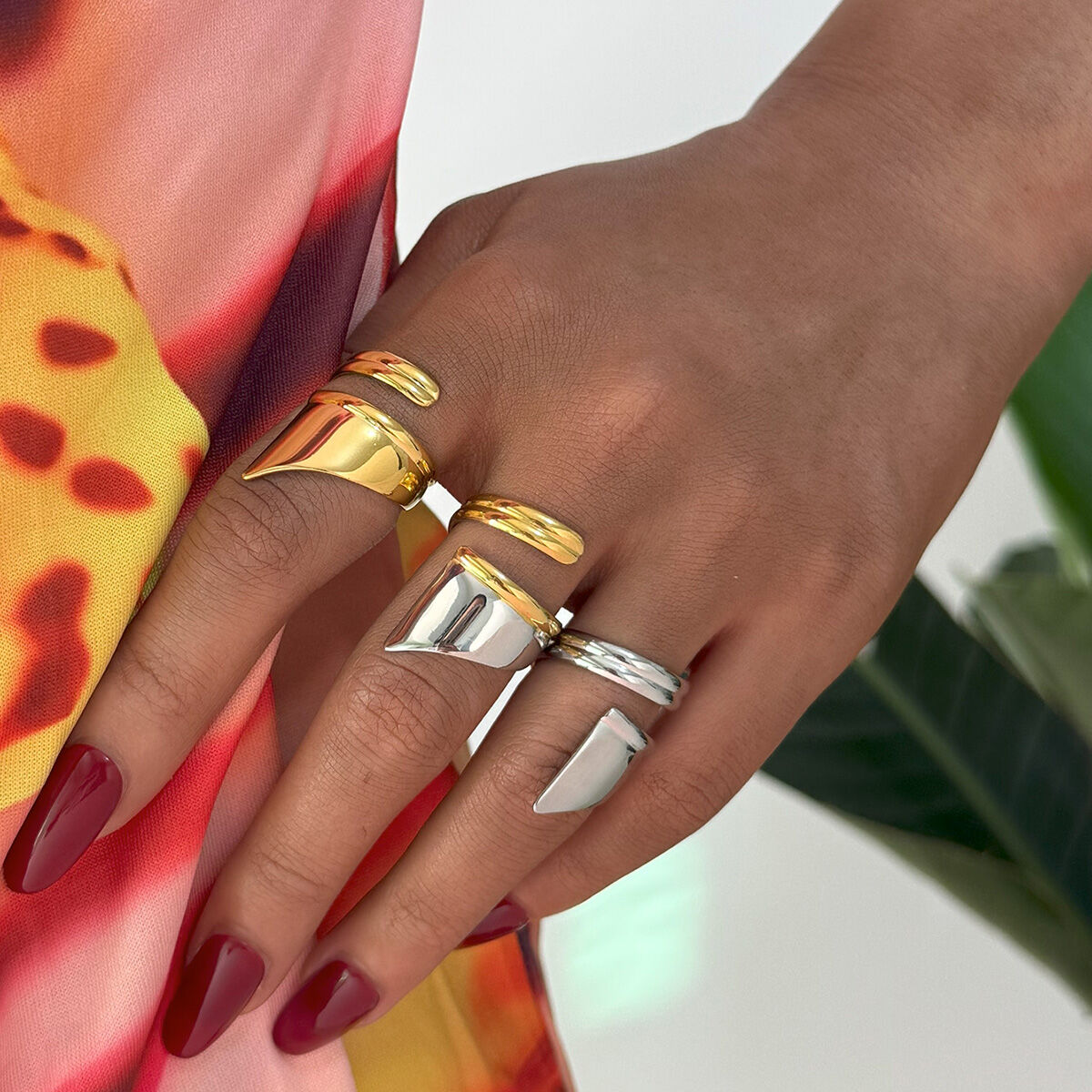 1 stuk casual onregelmatige vorm roestvrij staal goudkleurige statement ringen h5Afbeelding4