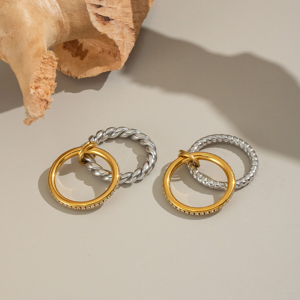 1 Piece Stainless Steel Waterproof Mixed Color Minimalist Ring
