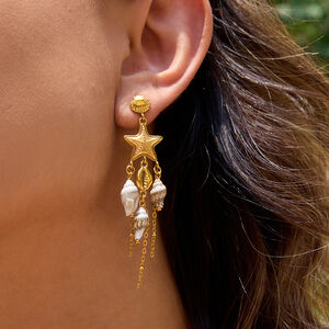 1 Pair Oceanic Natural Shell Stainless Steel Waterproof Gold Color Women's Drop Earrings h5 Picture5