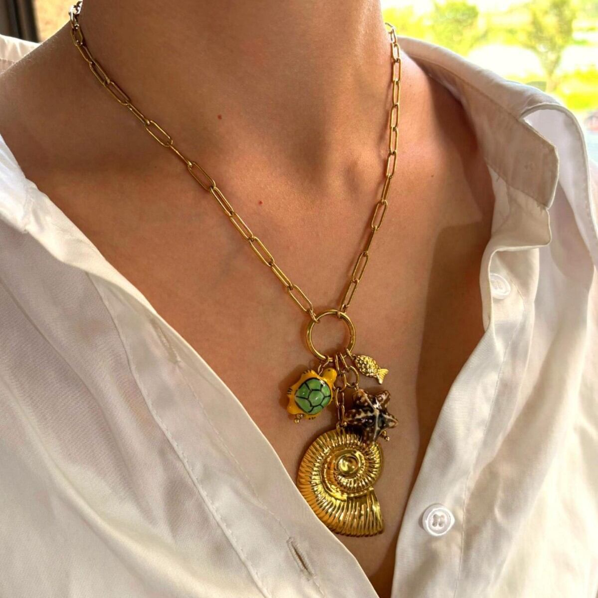 1 Piece Shell Stainless Steel Waterproof Gold Color Pendant Necklace Picture3