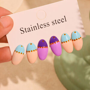 1 Pair Romantic Series Oval Stainless Steel Waterproof Gold Color Women's Stud Earrings h5 Picture4