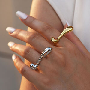 1 Piece Simple Irregular Shape Stainless Steel Waterproof Gold Color Statement Rings h5 Picture9