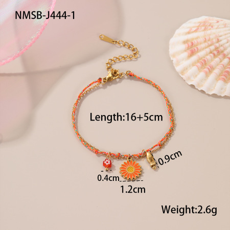 1 stuk romantische, schattige, bloemvormige, waterdichte gevlochten armband van roestvrij staal
