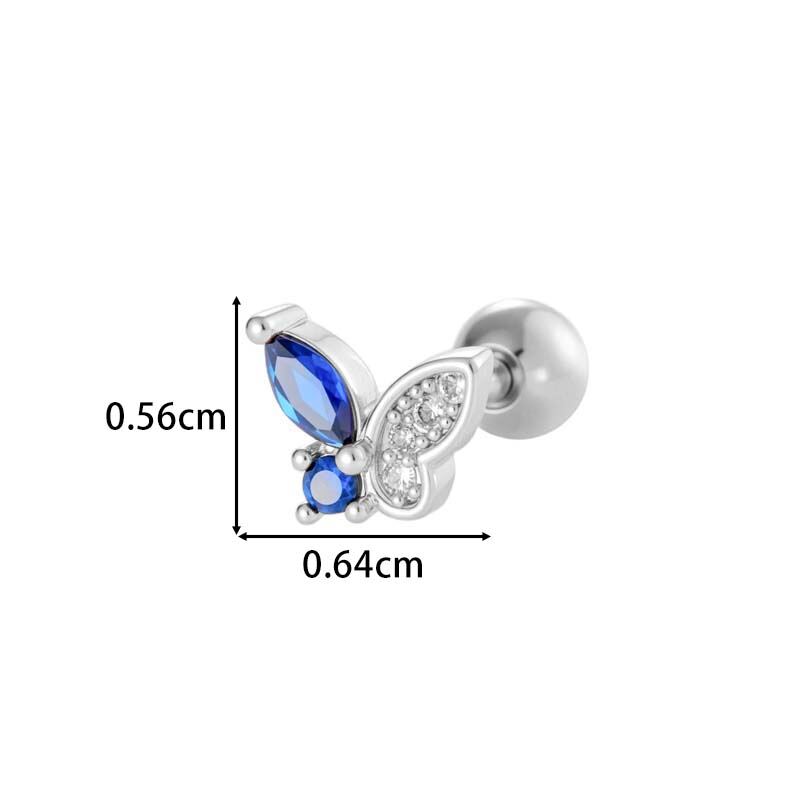 1 orecchino piercing a farfalla in zircone color rame e oro Immagine2