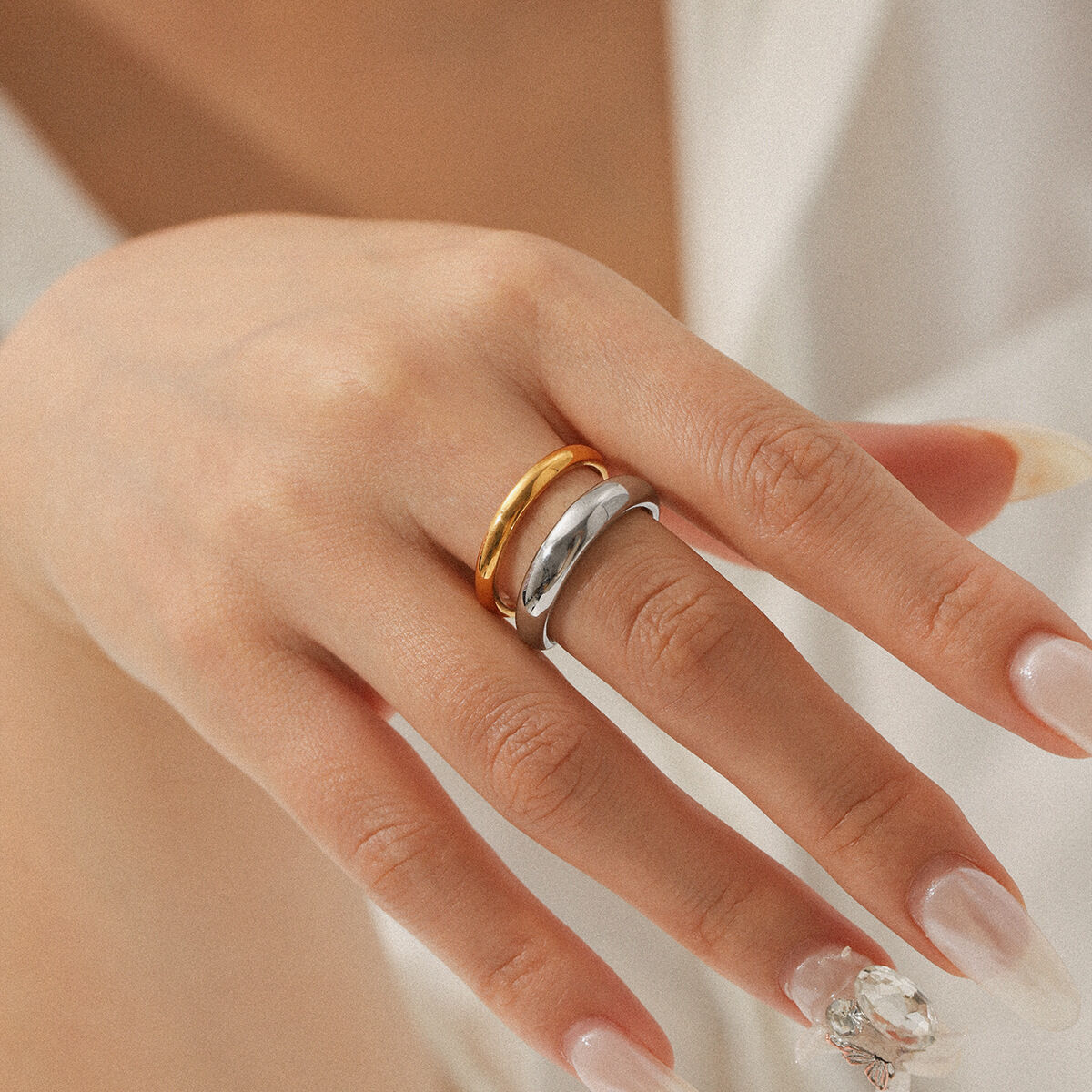 1 Piece Simple  Daily Irregular Shape Stainless Steel Waterproof Statement Rings