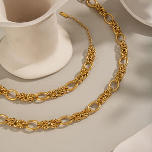 Chain Stainless Steel Waterproof Gold Color Necklace Set h5 Picture3