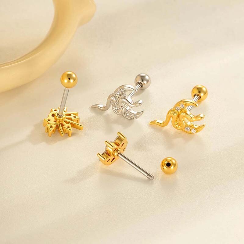 1 stuk prachtige slang koper goudkleurige zirkoon piercing oorbellen voor dames 2