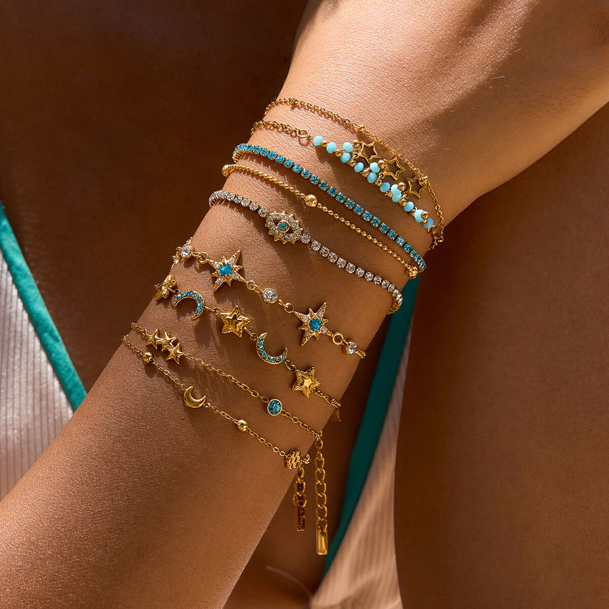 1 Piece Elegant Star Stainless Steel Waterproof Gold Color Women's Charm Bracelets