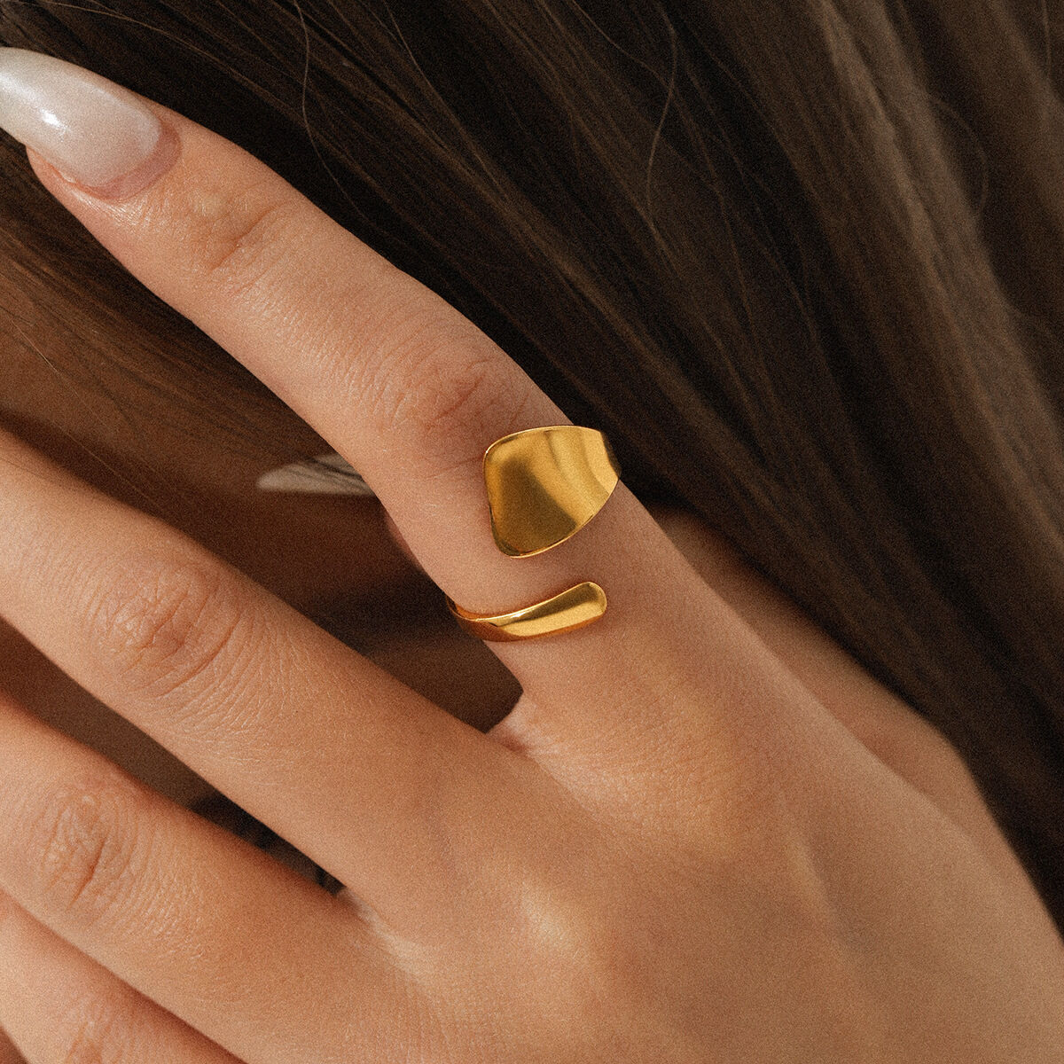 1 Stück schlichter, alltagstauglicher, unregelmäßig geformter, wasserdichter Edelstahl-Statement-Ring