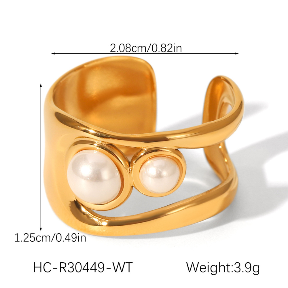 1 Par De Anillos Llamativos De Acero Inoxidable, Geométricos, Diarios, De Piedra Natural, Resistentes Al Agua Imagen2