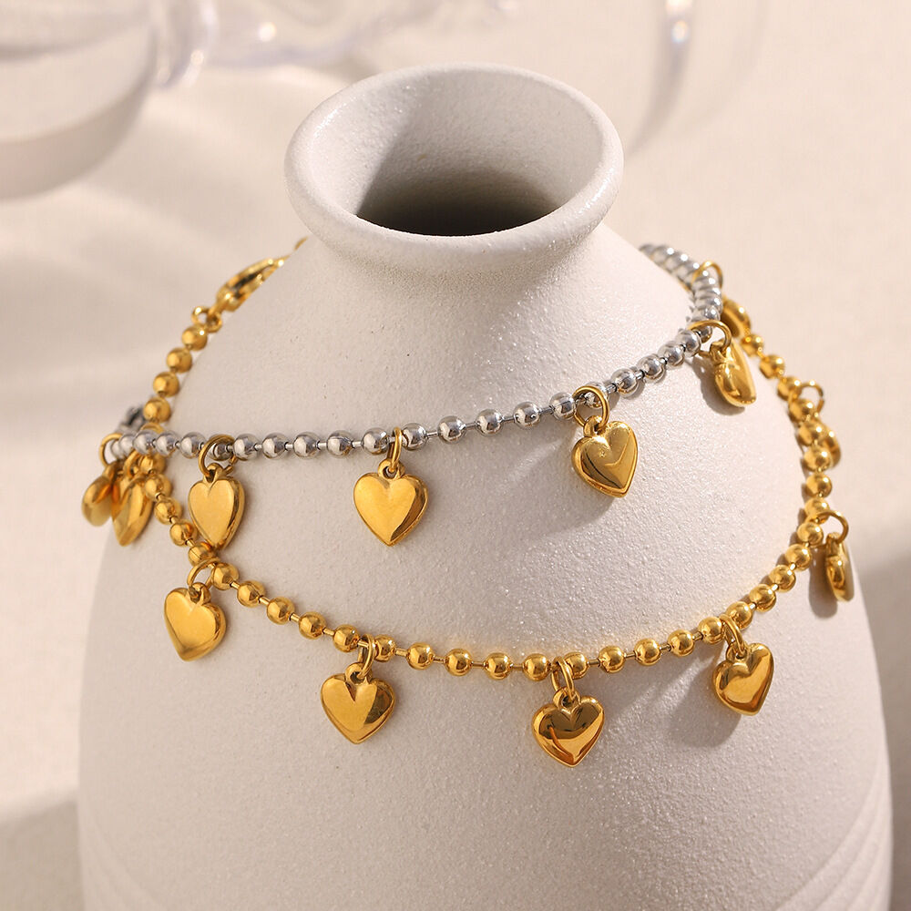 1 Piece Sweet Heart Stainless Steel Waterproof Gold Color Women's Charm Bracelets