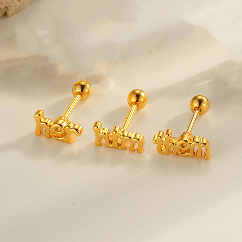 Orecchino piercing in zircone color rame e oro con lettera da 1 pezzo 2