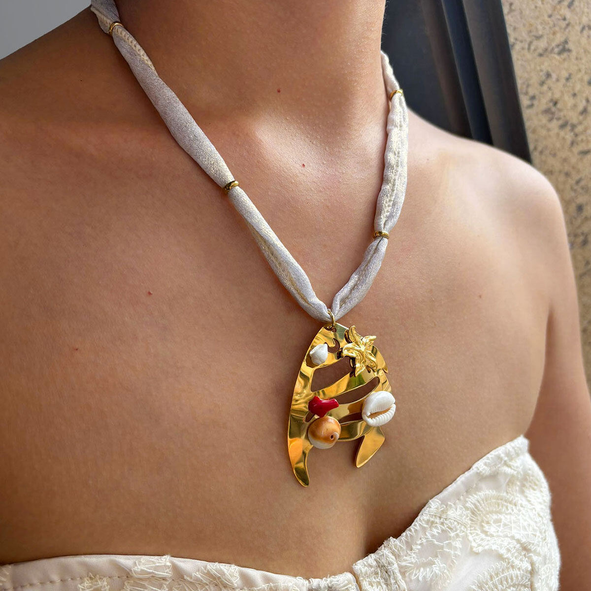 1 Piece Cross Fish Stainless Steel Waterproof Gold Color Pendant Necklace Picture3