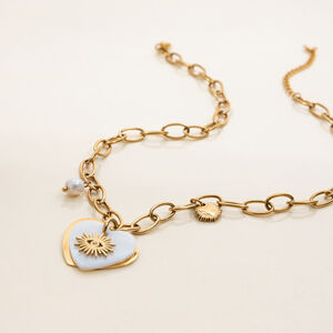 1 pezzo squisito cuore in acciaio inossidabile impermeabile color oro collane con ciondolo da donna h5 Immagine7