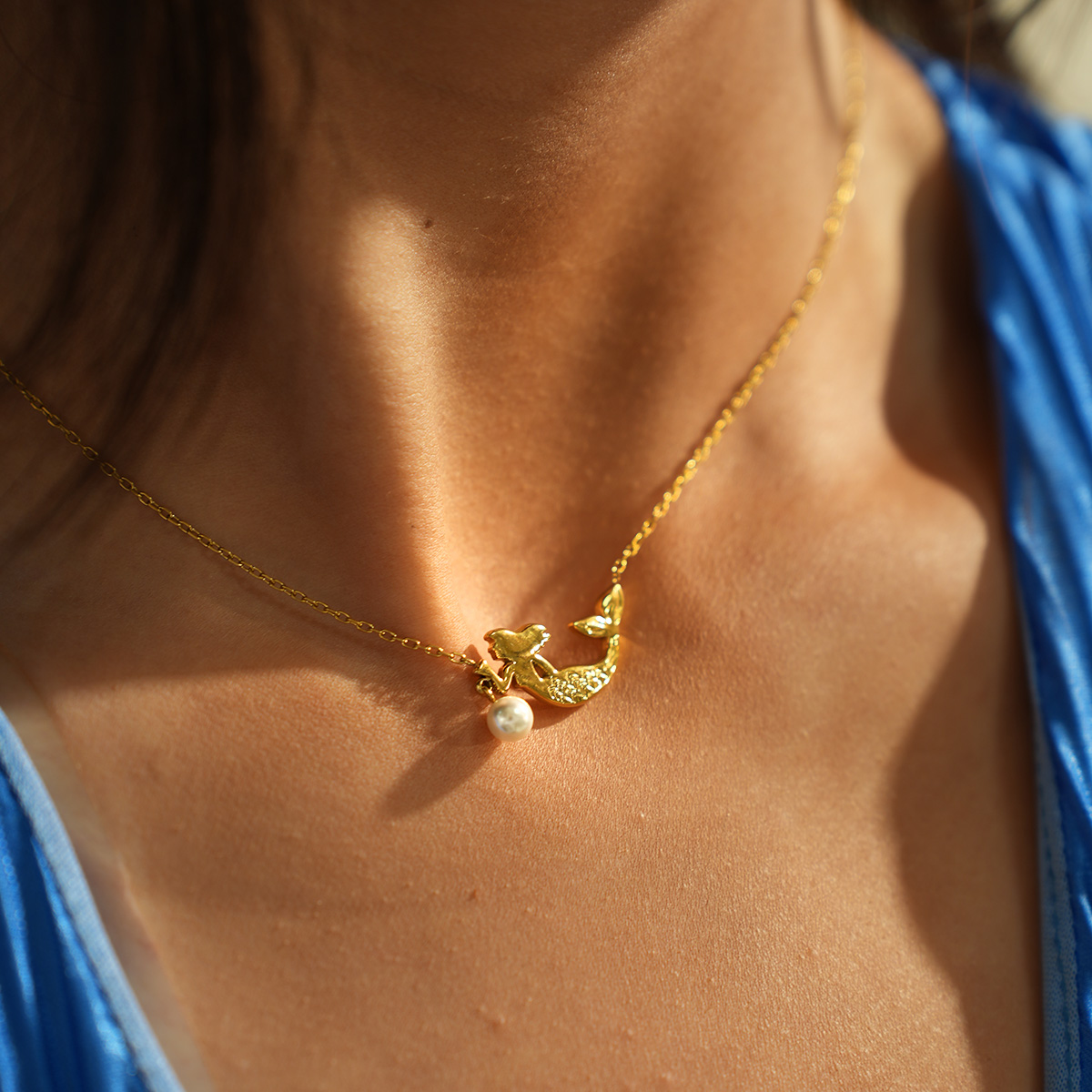 1 Piece Simple Fish Stainless Steel Waterproof  Women's Pendant Necklaces