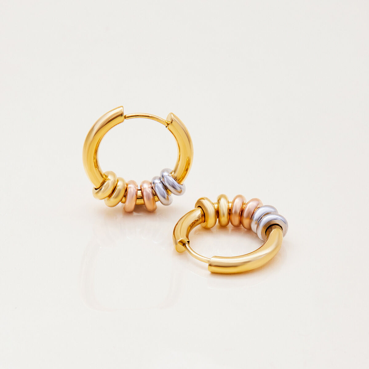 1 Paar moderne, ringförmige, wasserdichte, goldfarbene Damen-Creolen aus Edelstahl h5 Bild7