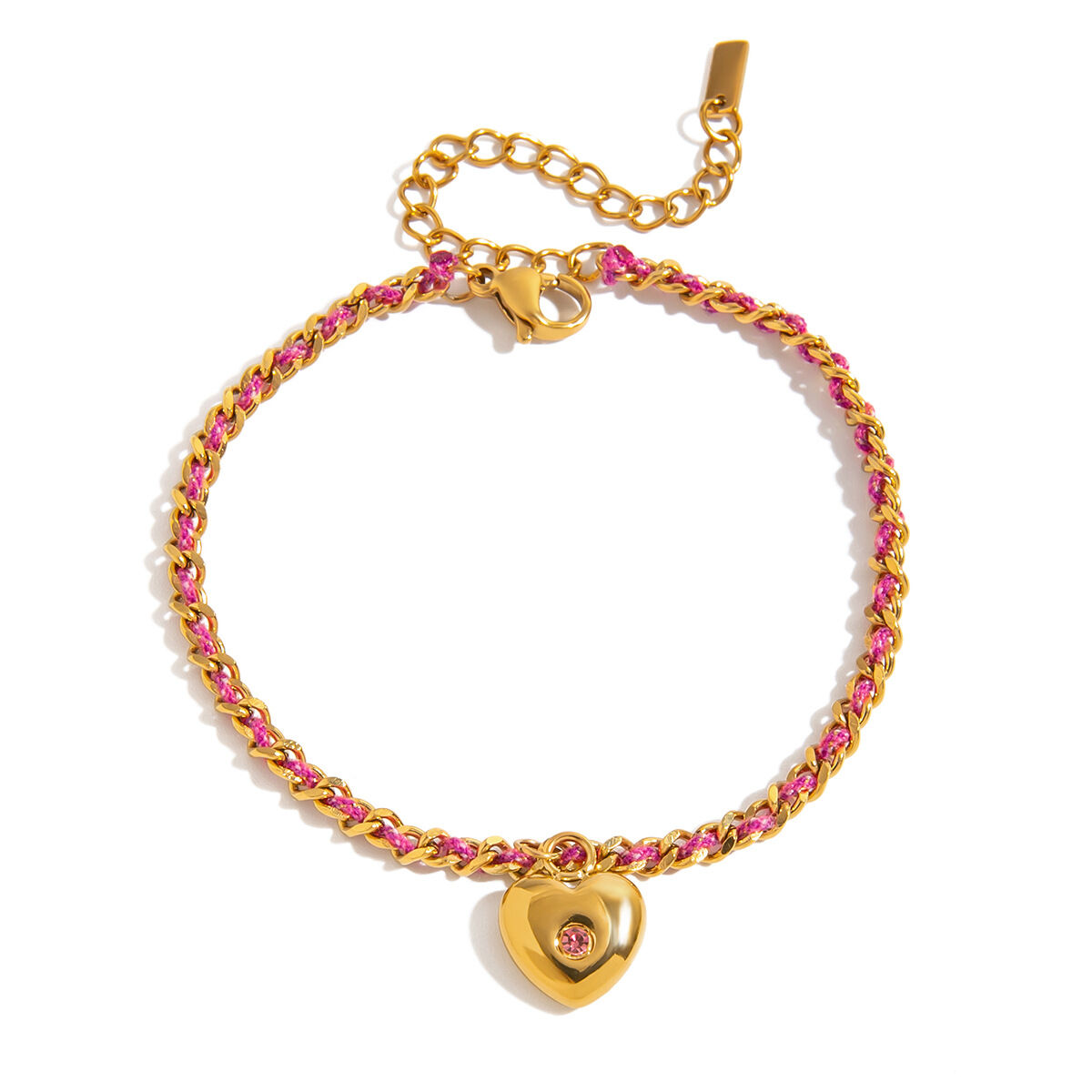 1 Stück Retro-Herz-Armband aus Edelstahl, wasserdicht, goldfarben, geflochten, für Damen 