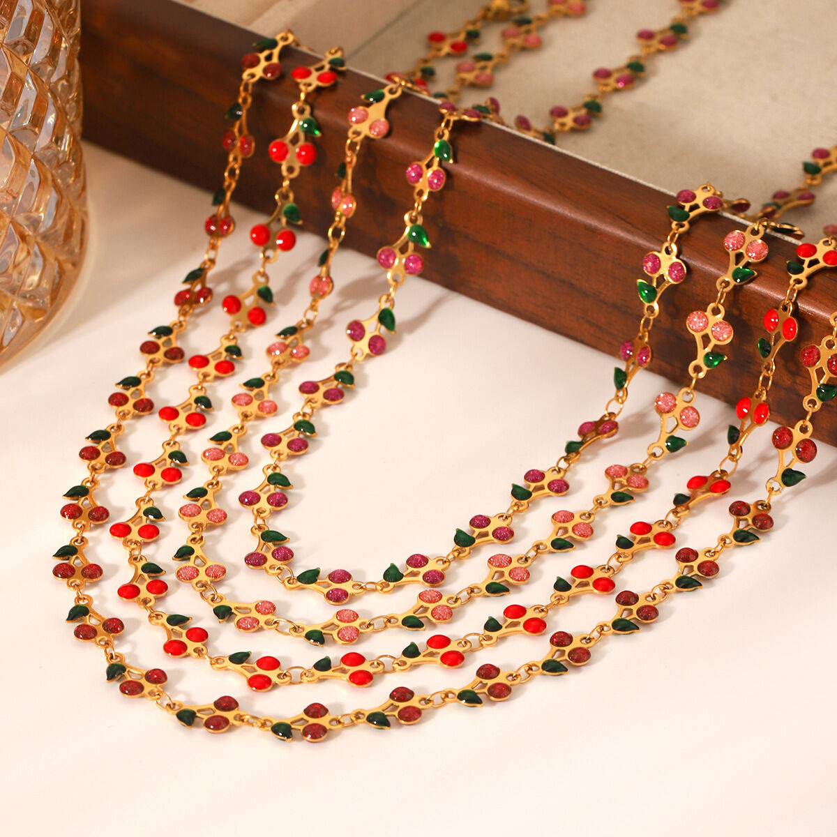 Sweet Plant Stainless Steel Waterproof  Gold Color  Women's Chain Necklaces h5 Picture4