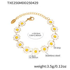 1 Piece Sweet Daisy Stainless Steel Waterproof Gold Color Women's Necklaces Sets h5