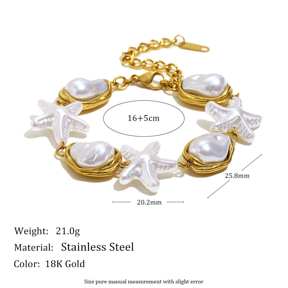 Bracelet élégant en acier inoxydable pour femme, série simple, forme irrégulière, perles Image2