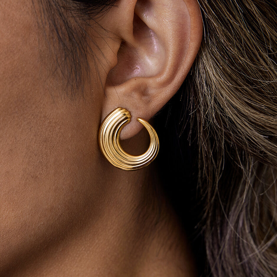 1 Pair Simple Circle Stainless Steel Waterproof Gold Color Women's Stud Earrings