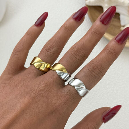 1 Piece Simple Casual Irregular Shape Stainless Steel Waterproof Woemn's Statement Rings