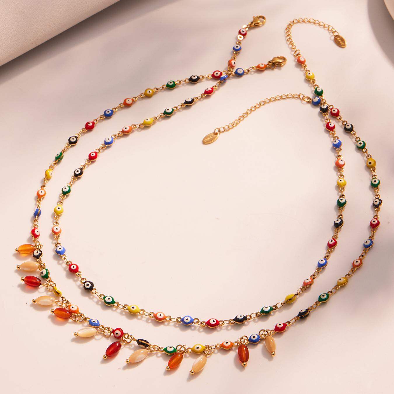 1 Piece Retro Agate Devil's Eye Stainless Steel Waterproof Women's Pendant Necklaces h5 Picture5