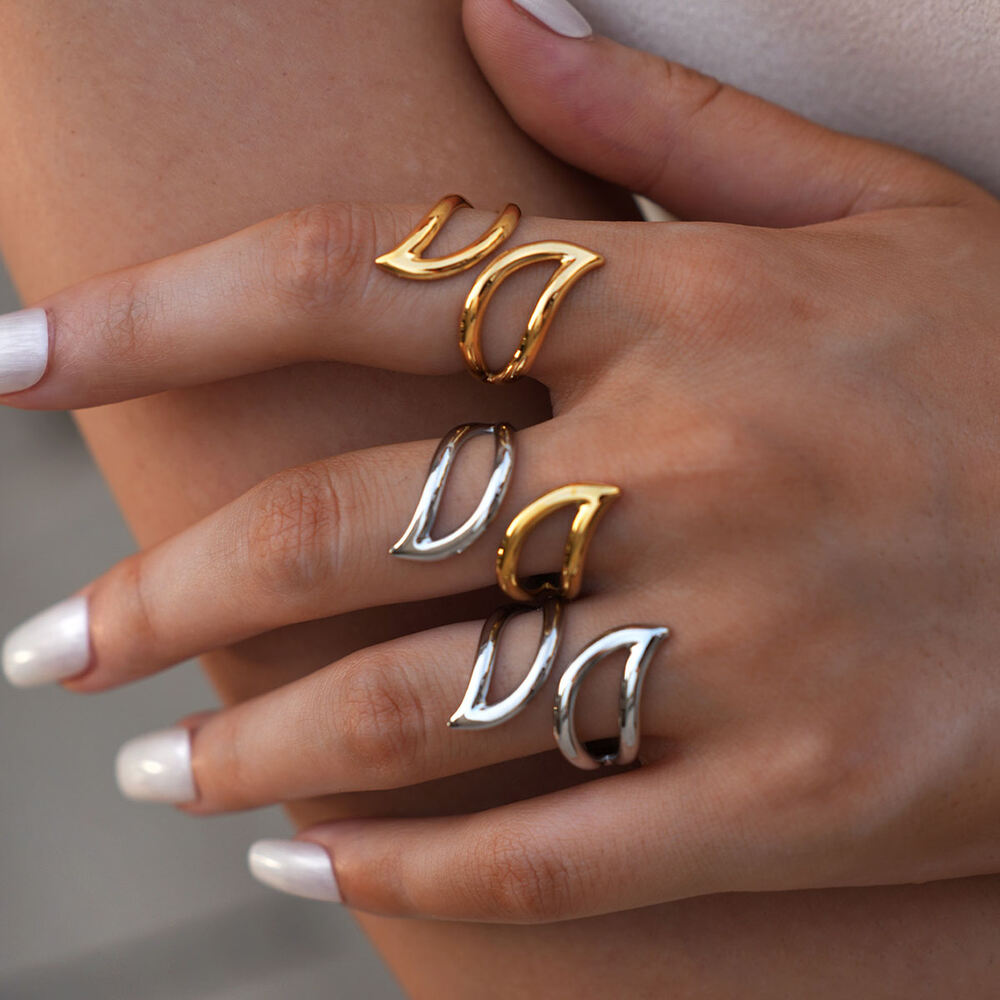 1 Piece Simple Irregular Shape Stainless Steel Waterproof Women's Statement Rings Picture3