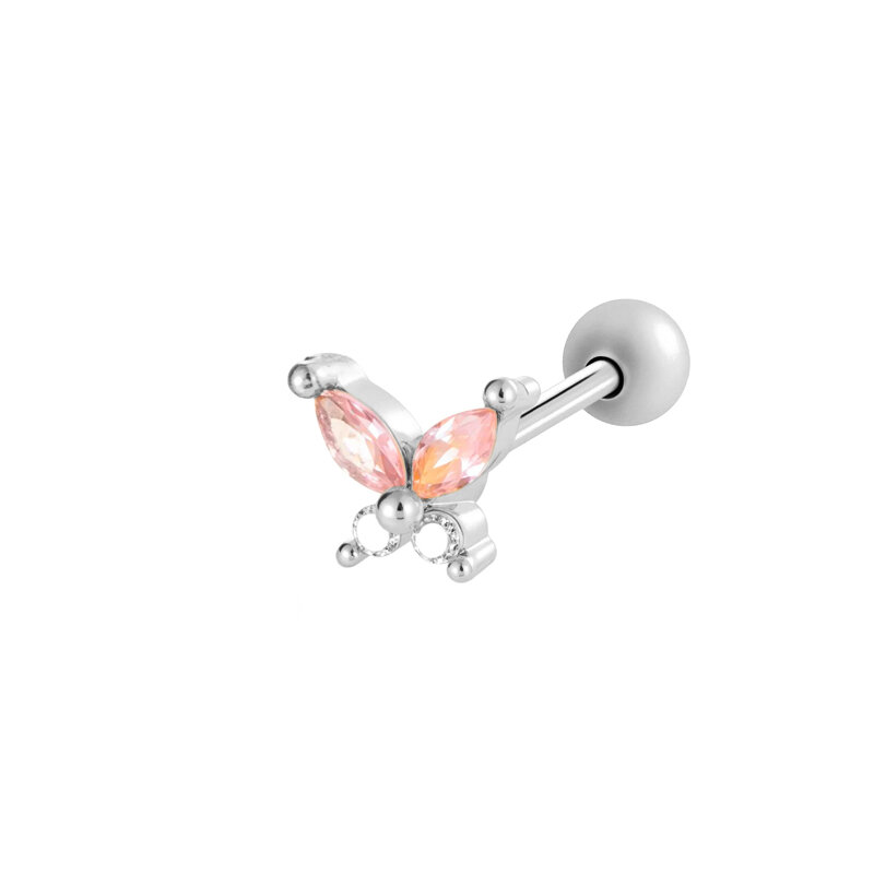 1 Parça Kalp Fiyonk Düğüm Kelebek Bakır Altın Rengi Zirkonyum Piercing Küpe